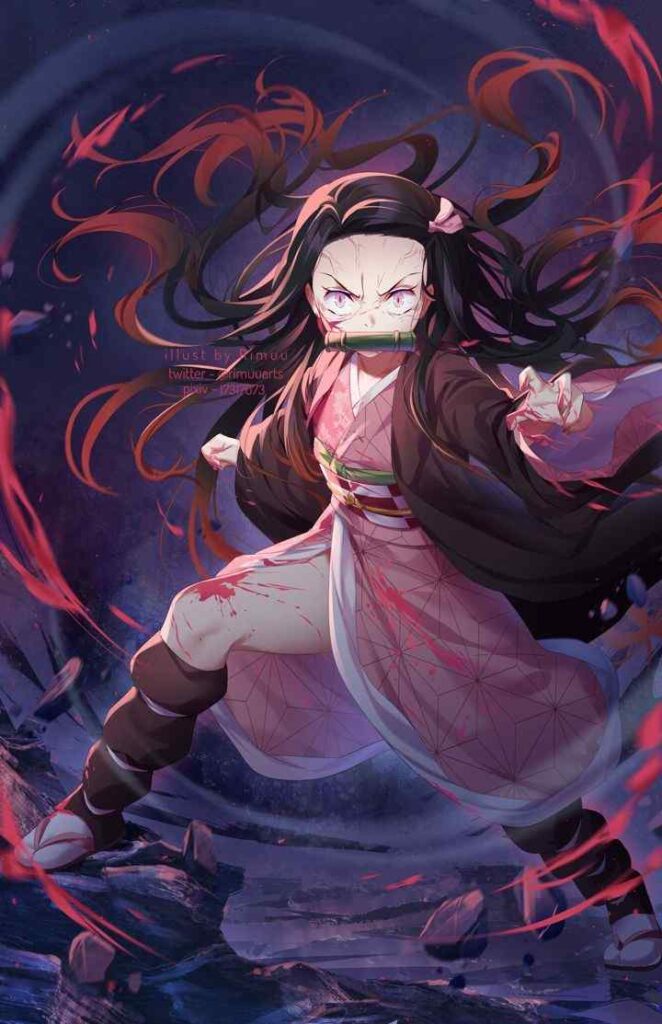 Nezuko Phone Wallpapers with a cherry blossom background 7 Nezuko Phone Wallpapers - Demon Slayer Cute Nezuko Kamado 4K Backgrounds Download Wallpapers