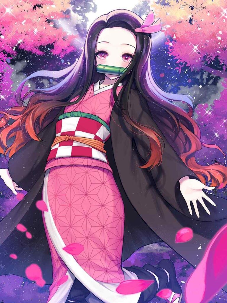 Nezuko phone wallpapers in a field of flowers 4 Nezuko Phone Wallpapers - Demon Slayer Cute Nezuko Kamado 4K Backgrounds Download Wallpapers